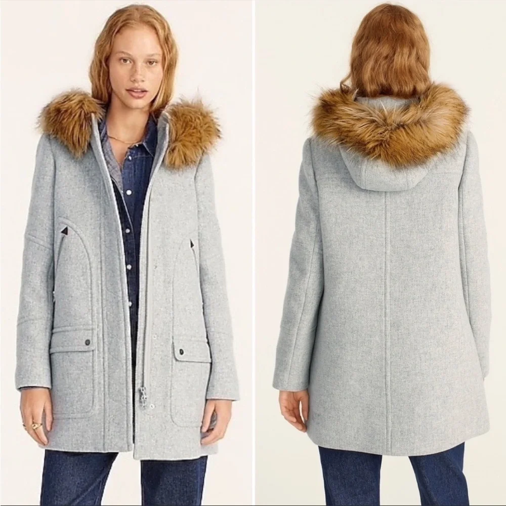 J. Crew Chateau Parka in Italian stadium-cloth wool Gray Coat Size 0 - Picture 12 of 12